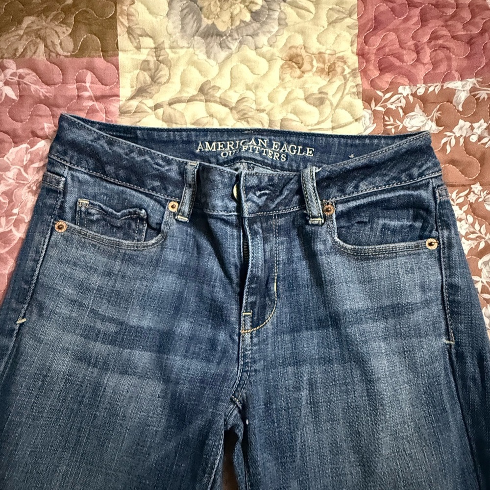 American Eagle Outfitters Women's Dark Blue Straight Leg Jeans
